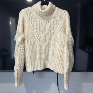 Cozy Cable Knit Turtleneck Sweater - Cream